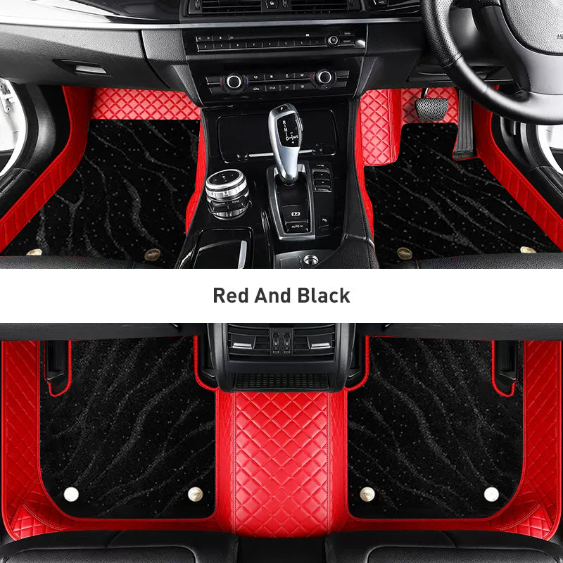 Custom Car Floor Mats Diamond Pattern3*3CM Full Coverage Dual Layer Galaxy - LMY -  7-Seats-Black-Red