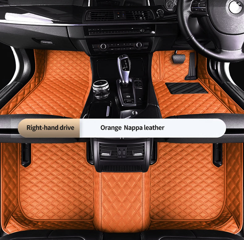 Custom Car Floor Mats Diamond Pattern5*7cm Full Coverage - LMY -  Orange-7-Seats