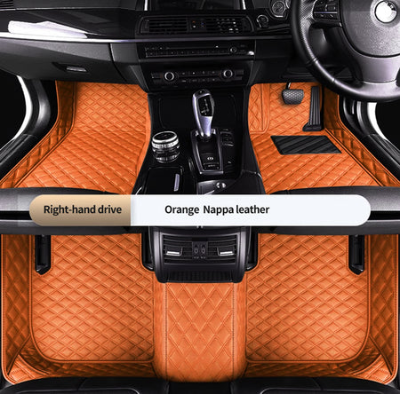 Custom Car Floor Mats Diamond Pattern5*7cm Full Coverage - LMY -  Orange-7-Seats
