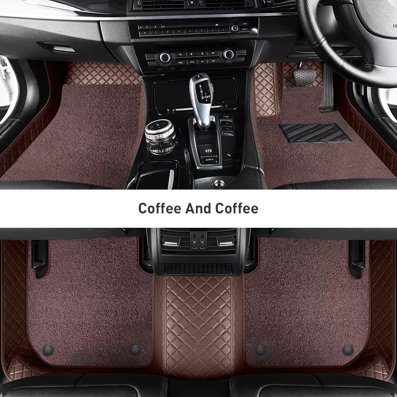 Custom Car Floor Mats Diamond Pattern3*3CM Full Coverage Dual Layer Coil - LMY -  7-Seats-Coffee-Coffee