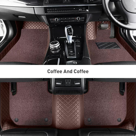 Custom Car Floor Mats Diamond Pattern3*3CM Full Coverage Dual Layer Coil - LMY -  7-Seats-Coffee-Coffee