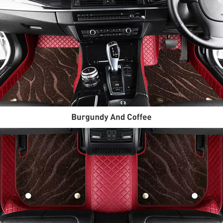 Custom Car Floor Mats Diamond Pattern3*3CM Full Coverage Dual Layer Galaxy - LMY -  7-Seats-Coffee-Burgundy