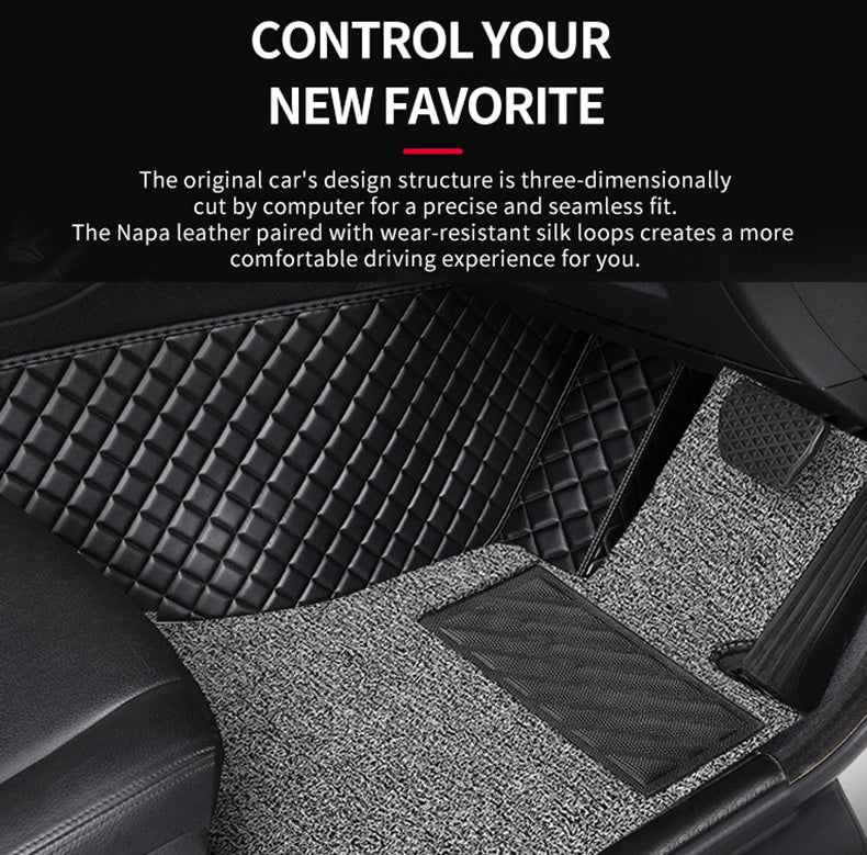 Custom Car Floor Mats Diamond Pattern3*3CM Full Coverage Dual Layer Coil - LMY -
