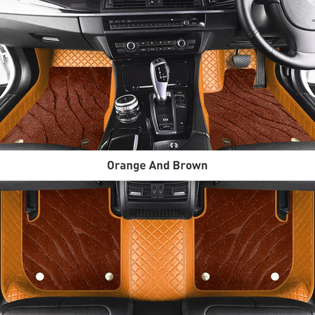 Custom Car Floor Mats Diamond Pattern3*3CM Full Coverage Dual Layer Galaxy - LMY -  7-Seats-Brown-Orange