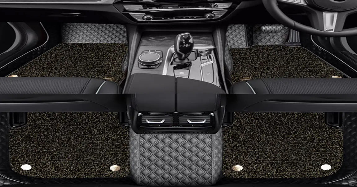 Custom Car Floor Mats Diamond Pattern5*7CM Full Coverage Dual Layer Coil - LMY -  