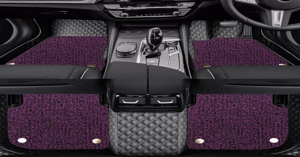 Custom Car Floor Mats Diamond Pattern5*7CM Full Coverage Dual Layer Coil - LMY -  