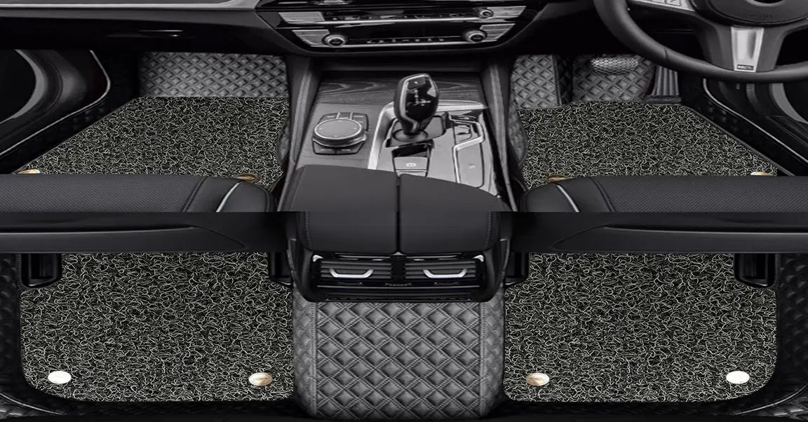 Custom Car Floor Mats Diamond Pattern5*7CM Full Coverage Dual Layer Coil - LMY -  