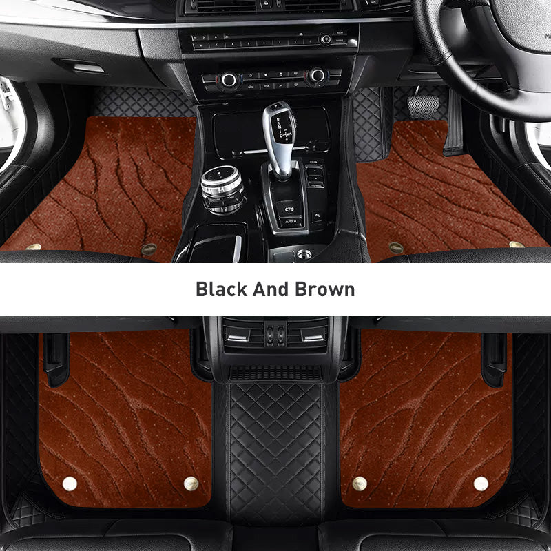 Custom Car Floor Mats Diamond Pattern3*3CM Full Coverage Dual Layer Galaxy - LMY -  7-Seats-Brown-Black