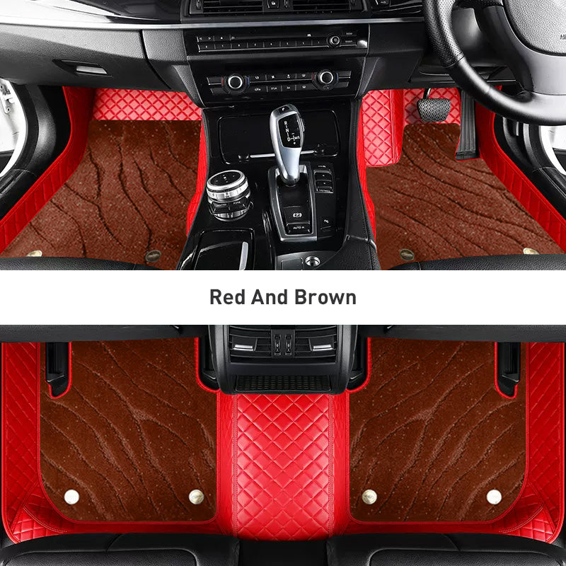 Custom Car Floor Mats Diamond Pattern3*3CM Full Coverage Dual Layer Galaxy - LMY -  7-Seats-Brown-Red