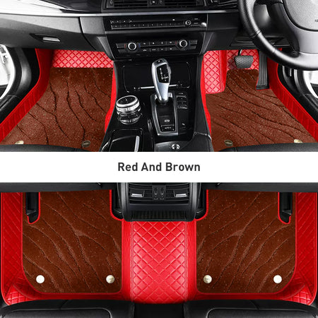 Custom Car Floor Mats Diamond Pattern3*3CM Full Coverage Dual Layer Galaxy - LMY -  7-Seats-Brown-Red