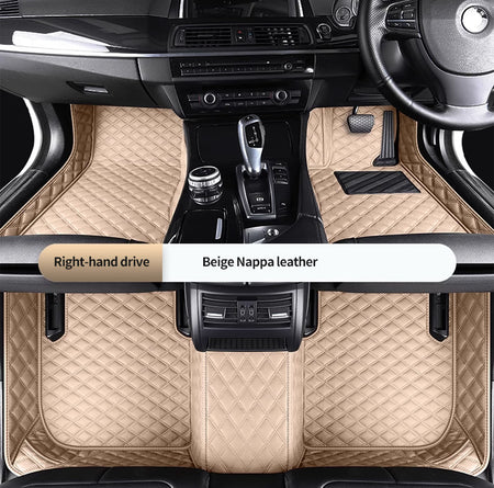 Custom Car Floor Mats Diamond Pattern5*7cm Full Coverage - LMY -  Beige-7-Seats
