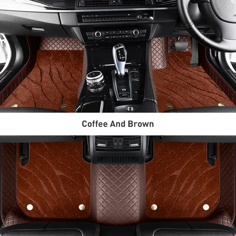 Custom Car Floor Mats Diamond Pattern3*3CM Full Coverage Dual Layer Galaxy - LMY -  7-Seats-Brown-Coffee