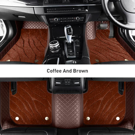 Custom Car Floor Mats Diamond Pattern3*3CM Full Coverage Dual Layer Galaxy - LMY -  7-Seats-Brown-Coffee