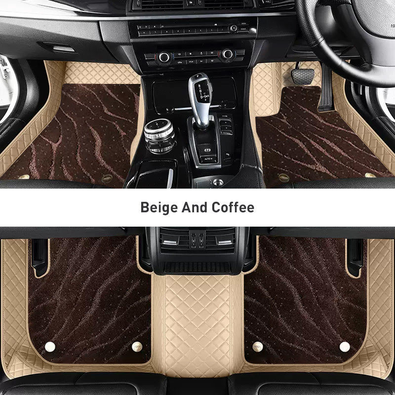 Custom Car Floor Mats Diamond Pattern3*3CM Full Coverage Dual Layer Galaxy - LMY -  7-Seats-Coffee-Beige