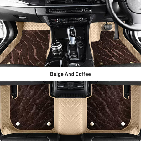 Custom Car Floor Mats Diamond Pattern3*3CM Full Coverage Dual Layer Galaxy - LMY -  7-Seats-Coffee-Beige