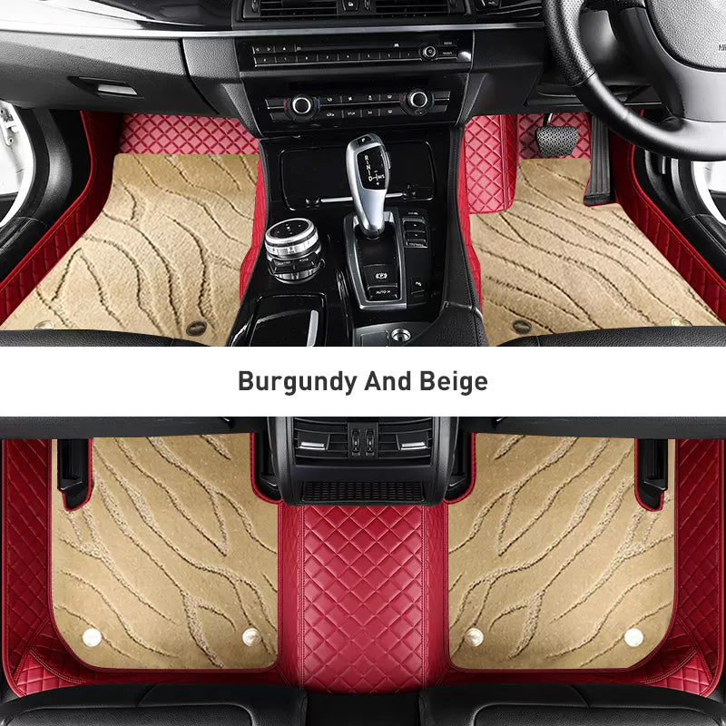 Custom Car Floor Mats Diamond Pattern3*3CM Full Coverage Dual Layer Galaxy - LMY -  7-Seats-Beige-Burgundy