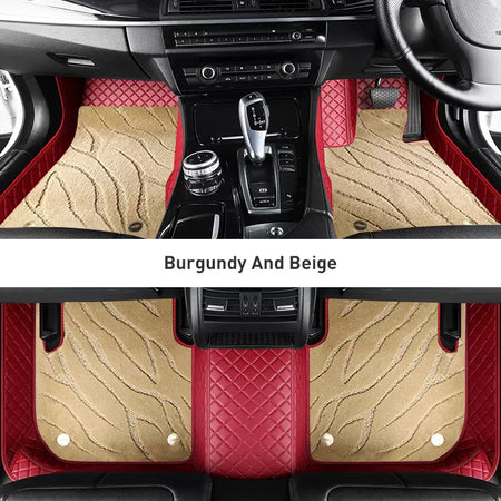 Custom Car Floor Mats Diamond Pattern3*3CM Full Coverage Dual Layer Galaxy - LMY -  7-Seats-Beige-Burgundy