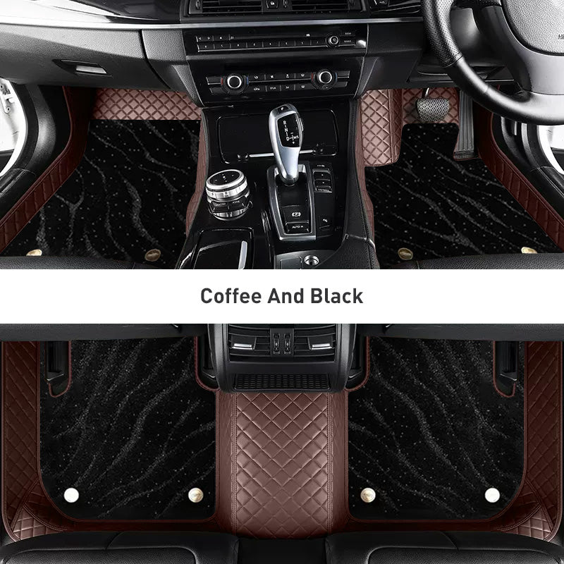 Custom Car Floor Mats Diamond Pattern3*3CM Full Coverage Dual Layer Galaxy - LMY -  7-Seats-Black-Coffee