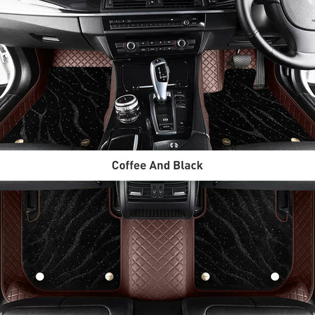 Custom Car Floor Mats Diamond Pattern3*3CM Full Coverage Dual Layer Galaxy - LMY -  7-Seats-Black-Coffee
