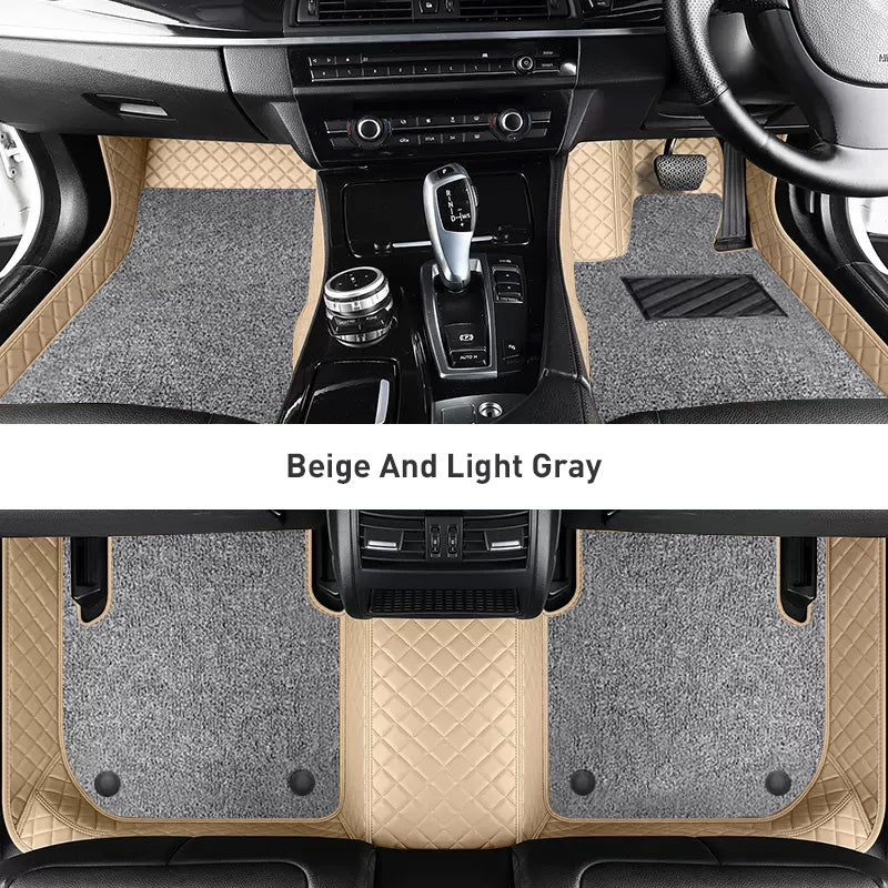 Custom Car Floor Mats Diamond Pattern3*3CM Full Coverage Dual Layer Coil - LMY -  7-Seats-Grey-Black-Beige