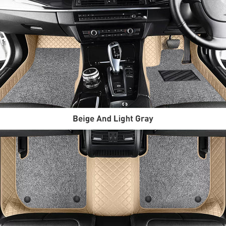 Custom Car Floor Mats Diamond Pattern3*3CM Full Coverage Dual Layer Coil - LMY -  7-Seats-Grey-Black-Beige