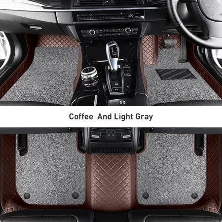 Custom Car Floor Mats Diamond Pattern3*3CM Full Coverage Dual Layer Coil - LMY -  7-Seats-Grey-Black-Coffee