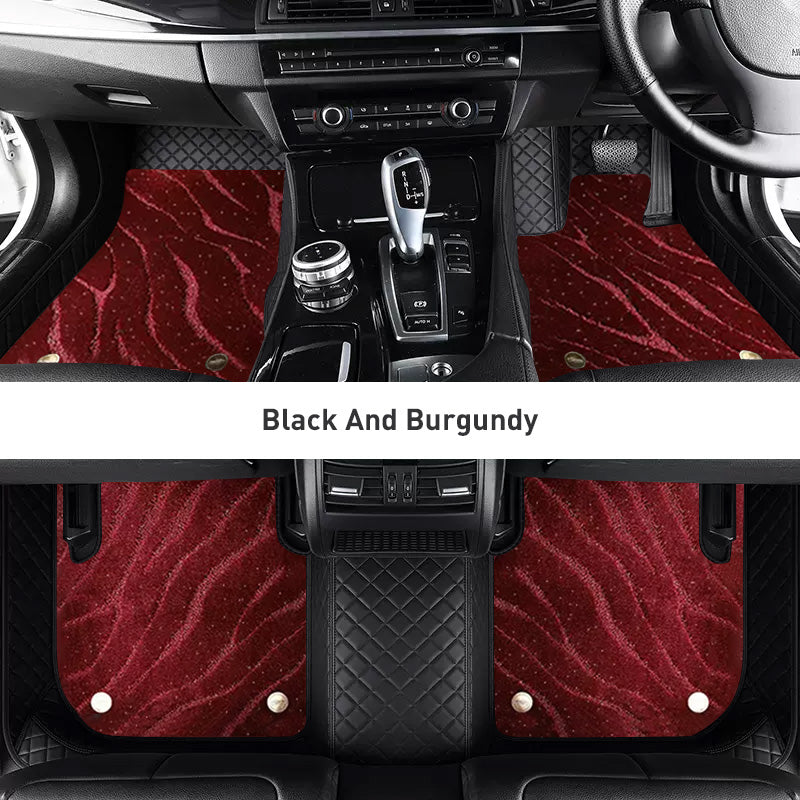 Custom Car Floor Mats Diamond Pattern3*3CM Full Coverage Dual Layer Galaxy - LMY -  7-Seats-Burgundy-Black