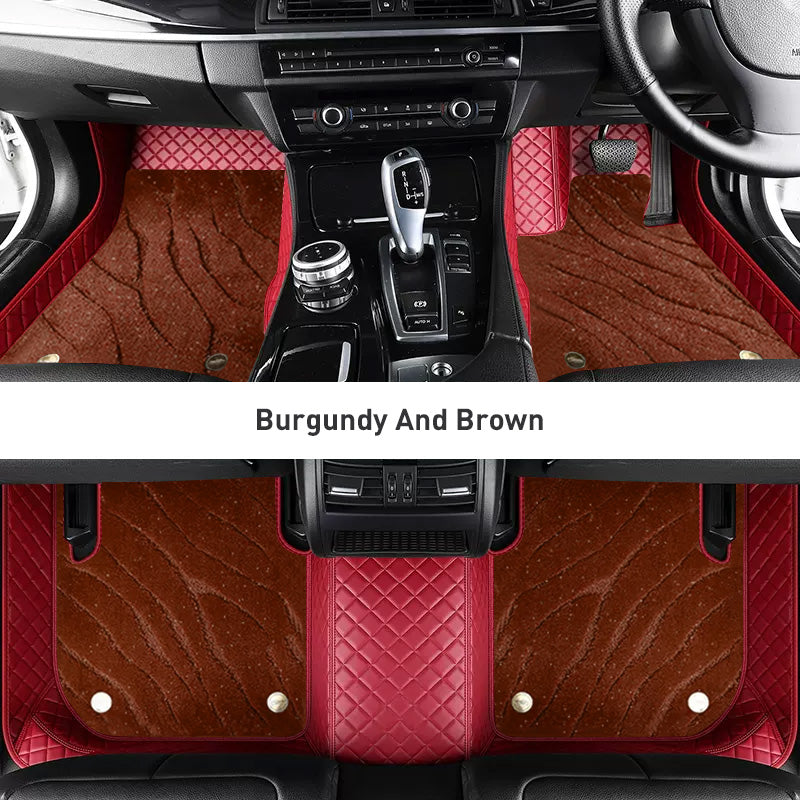 Custom Car Floor Mats Diamond Pattern3*3CM Full Coverage Dual Layer Galaxy - LMY -  7-Seats-Brown-Burgundy