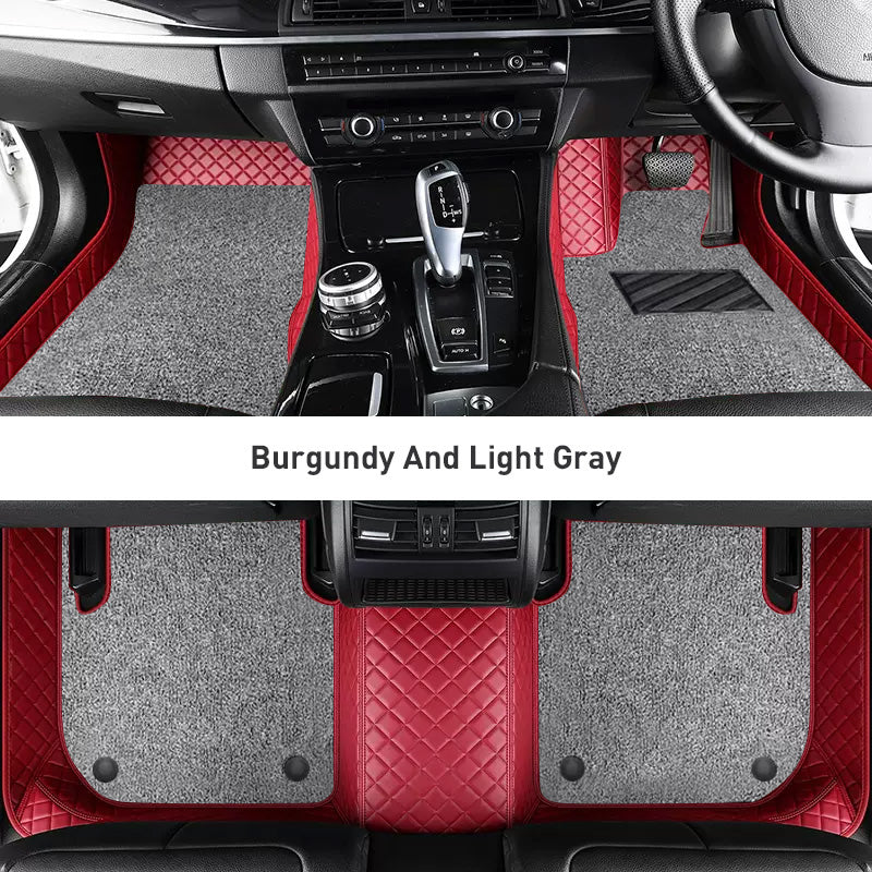 Custom Car Floor Mats Diamond Pattern3*3CM Full Coverage Dual Layer Coil - LMY -  7-Seats-Grey-Black-Burgundy