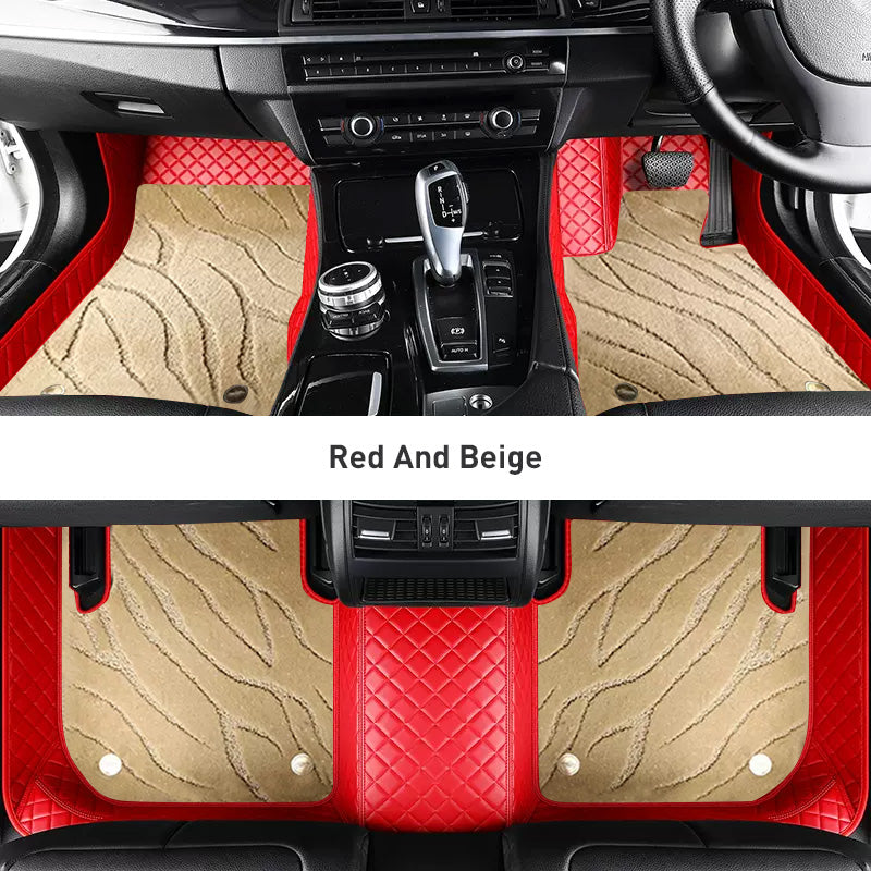 Custom Car Floor Mats Diamond Pattern3*3CM Full Coverage Dual Layer Galaxy - LMY -  7-Seats-Beige-Red