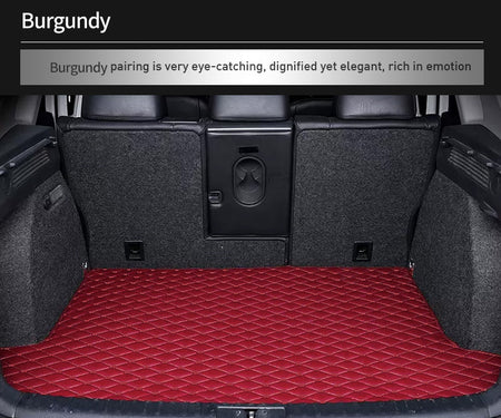 Custom Car Boot Liner Protector Diamond Pattern5*7CM Full Coverage - LMY - 7-Seats-Burgundy