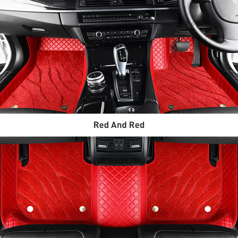 Custom Car Floor Mats Diamond Pattern3*3CM Full Coverage Dual Layer Galaxy - LMY -  7-Seats-Red-Red