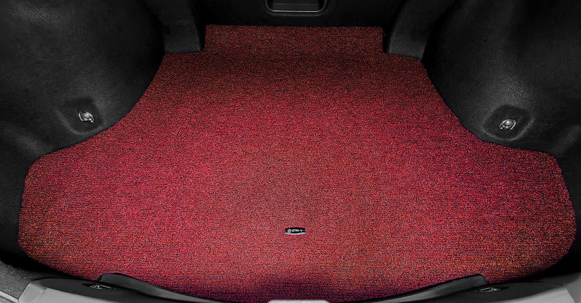 Custom Car Boot Liner Protector Waterproof & Washable Coil Single - LMY -  7-Seats-Red-Black