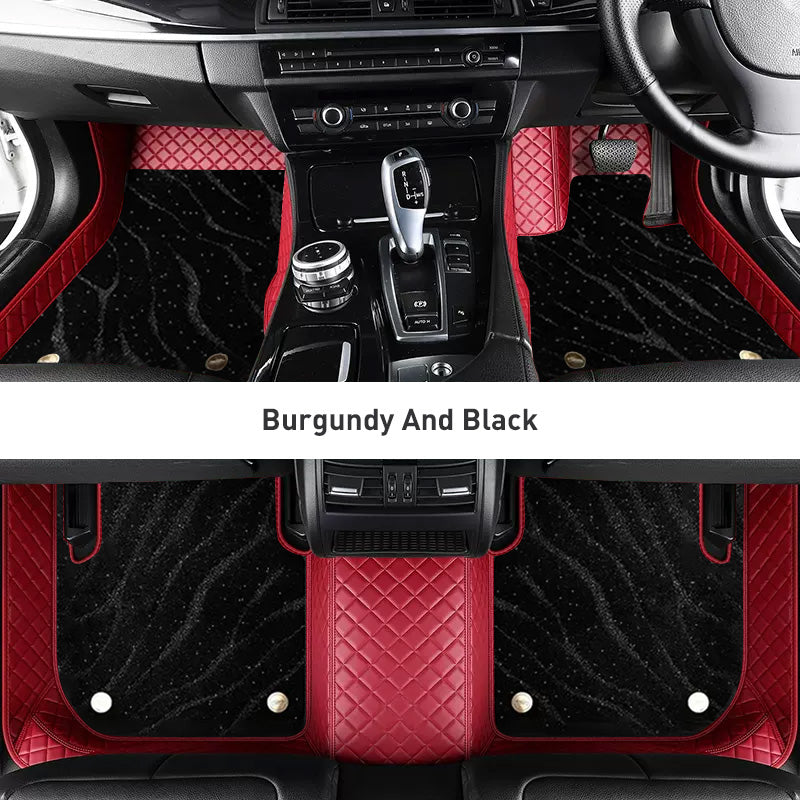 Custom Car Floor Mats Diamond Pattern3*3CM Full Coverage Dual Layer Galaxy - LMY -  7-Seats-Black-Burgundy