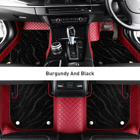 Custom Car Floor Mats Diamond Pattern3*3CM Full Coverage Dual Layer Galaxy - LMY -  7-Seats-Black-Burgundy