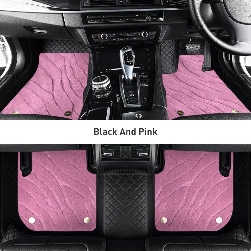 Custom Car Floor Mats Diamond Pattern3*3CM Full Coverage Dual Layer Galaxy - LMY -  7-Seats-Pink-Black