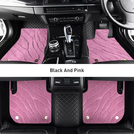 Custom Car Floor Mats Diamond Pattern3*3CM Full Coverage Dual Layer Galaxy - LMY -  7-Seats-Pink-Black