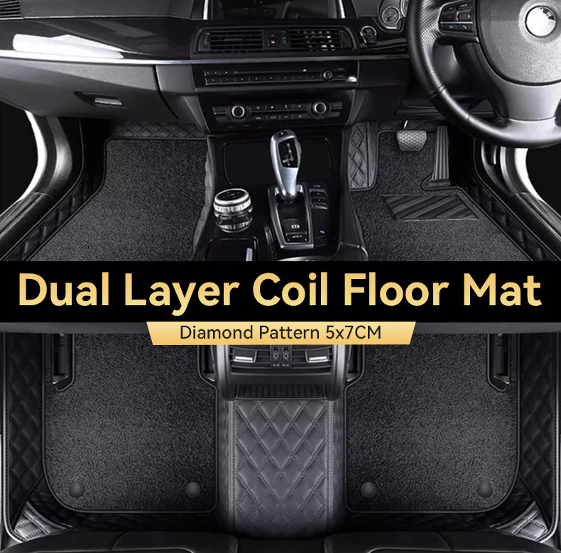 Custom Car Floor Mats Diamond Pattern5*7CM Full Coverage Dual Layer Coil - LMY -  