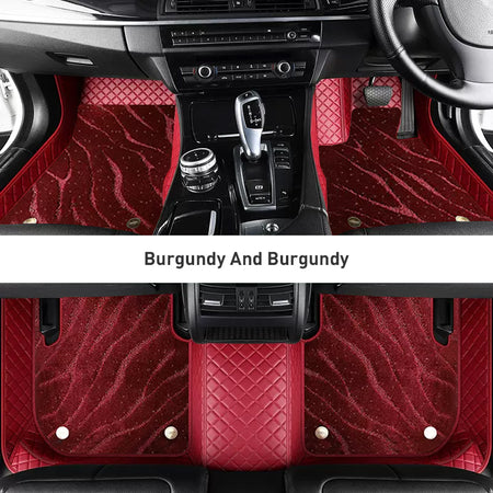 Custom Car Floor Mats Diamond Pattern3*3CM Full Coverage Dual Layer Galaxy - LMY -  7-Seats-Burgundy-Burgundy