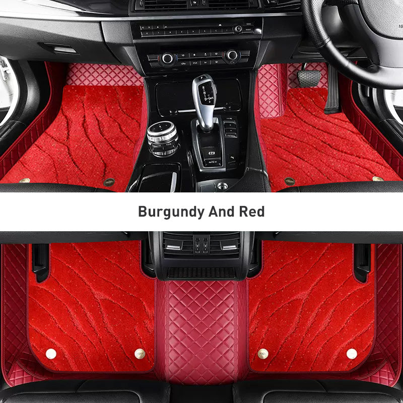Custom Car Floor Mats Diamond Pattern3*3CM Full Coverage Dual Layer Galaxy - LMY -  7-Seats-Red-Burgundy