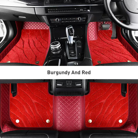 Custom Car Floor Mats Diamond Pattern3*3CM Full Coverage Dual Layer Galaxy - LMY -  7-Seats-Red-Burgundy