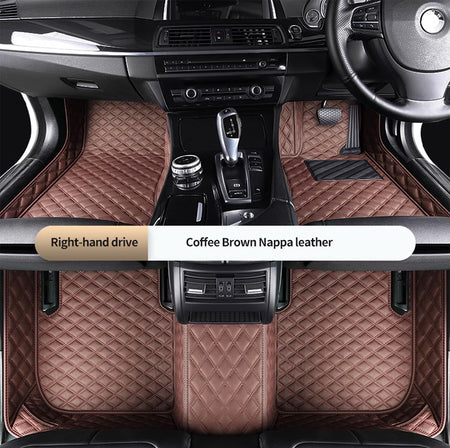 Custom Car Floor Mats Diamond Pattern5*7cm Full Coverage - LMY -  Coffee-7-Seats