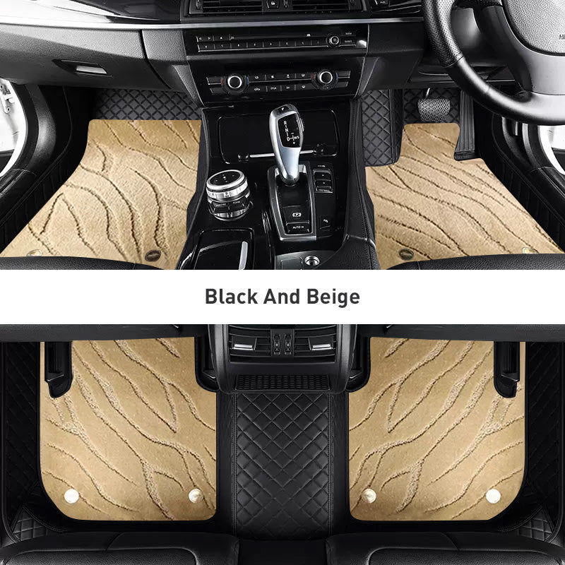 Custom Car Floor Mats Diamond Pattern3*3CM Full Coverage Dual Layer Galaxy - LMY -  7-Seats-Beige-Black