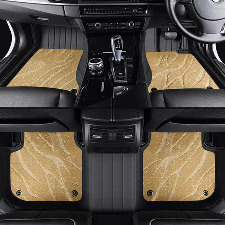 Custom Car Floor Mats Horizontal Stripe Full Coverage Dual Layer Galaxy - LMY -  7-Seats-Beige-Black