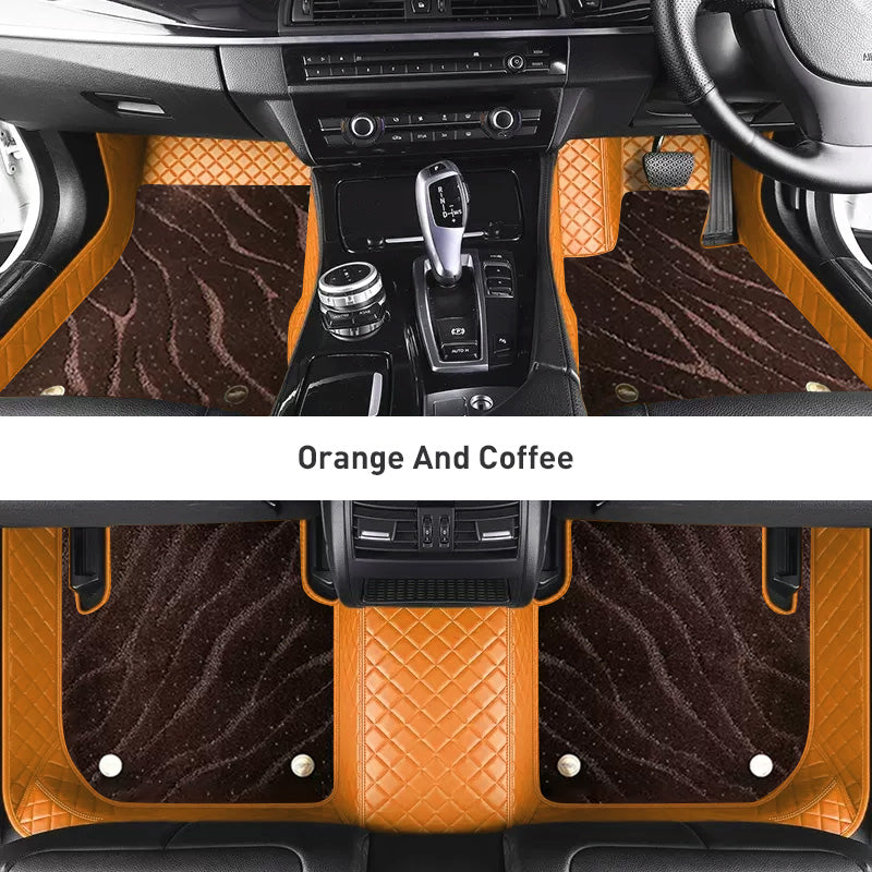 Custom Car Floor Mats Diamond Pattern3*3CM Full Coverage Dual Layer Galaxy - LMY -  7-Seats-Coffee-Orange