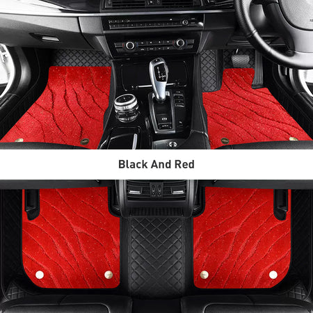 Custom Car Floor Mats Diamond Pattern3*3CM Full Coverage Dual Layer Galaxy - LMY -  7-Seats-Red-Black