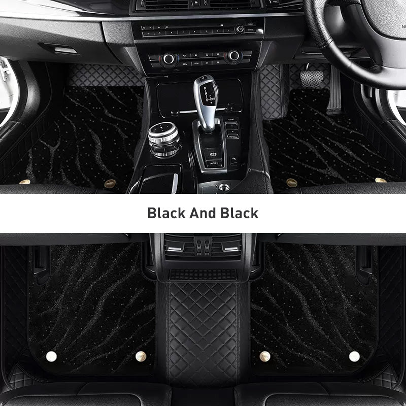 Custom Car Floor Mats Diamond Pattern3*3CM Full Coverage Dual Layer Galaxy - LMY -  7-Seats-Black-Black
