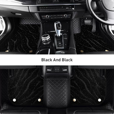 Custom Car Floor Mats Diamond Pattern3*3CM Full Coverage Dual Layer Galaxy - LMY -  7-Seats-Black-Black