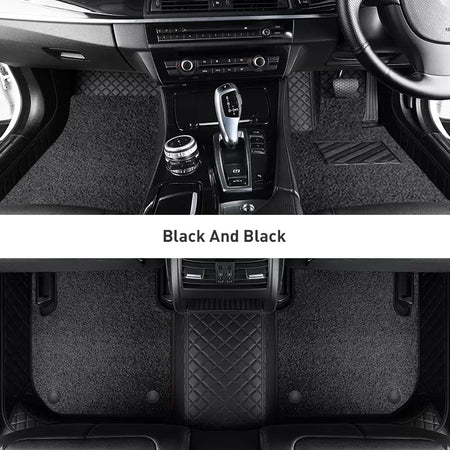 Custom Car Floor Mats Diamond Pattern3*3CM Full Coverage Dual Layer Coil - LMY -  7-Seats-Black-Black