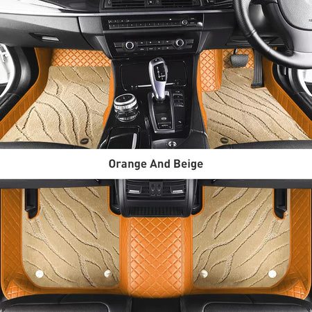 Custom Car Floor Mats Diamond Pattern3*3CM Full Coverage Dual Layer Galaxy - LMY -  7-Seats-Beige-Orange